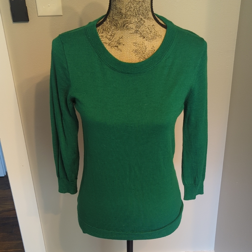 J. Crew Green Crew Neck Sweater
